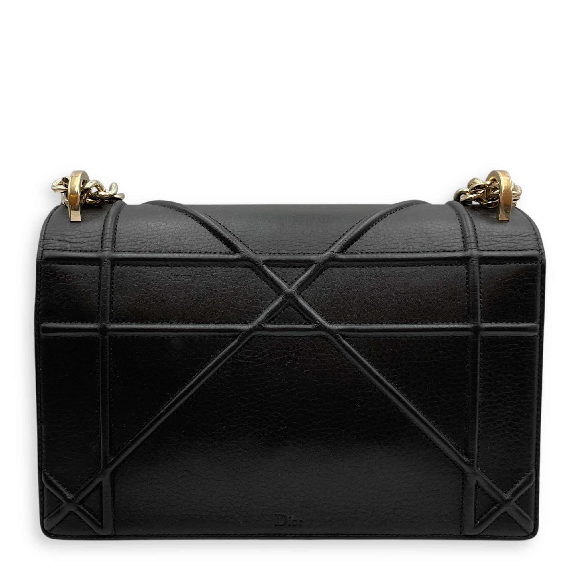 Diorama Medium Black Shoulder Bag in Calfskin, Gold hardware