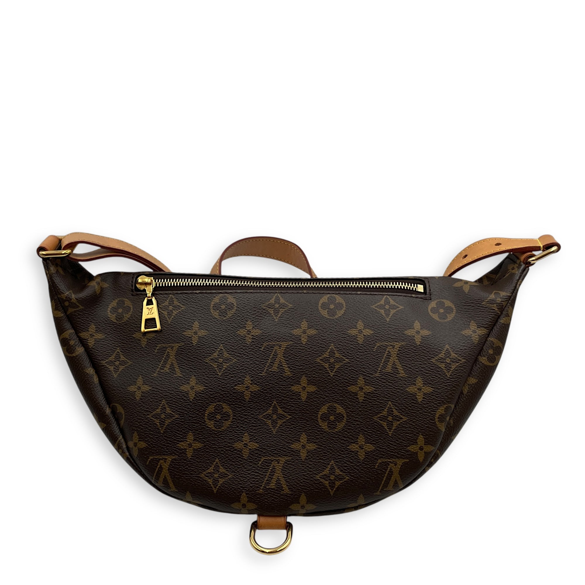 BumBag Brown Monogram Belt Bag in Coated Canvas, Gold hardware