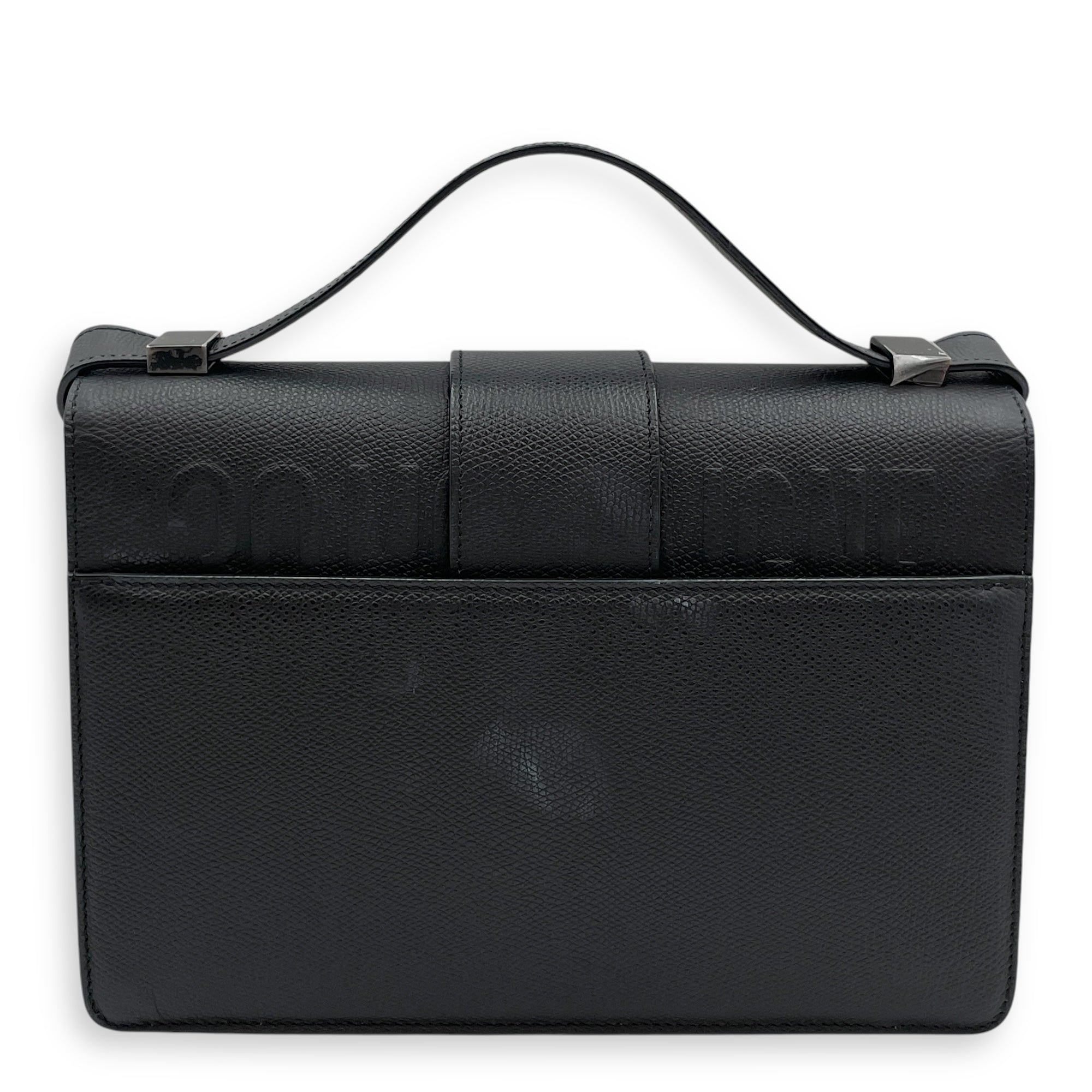 Montaigne 30 Medium Black Shoulder Bag in Calfskin, Black Powder Coated hardware