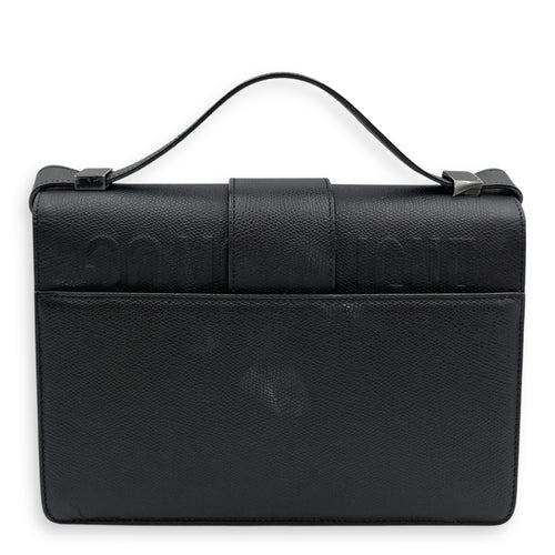 Montaigne 30 Medium Black Shoulder Bag in Calfskin, Black Powder Coated hardware