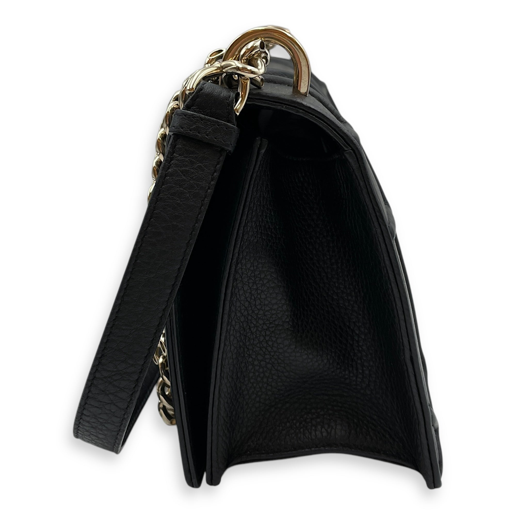 Diorama Medium Black Shoulder Bag in Calfskin, Gold hardware