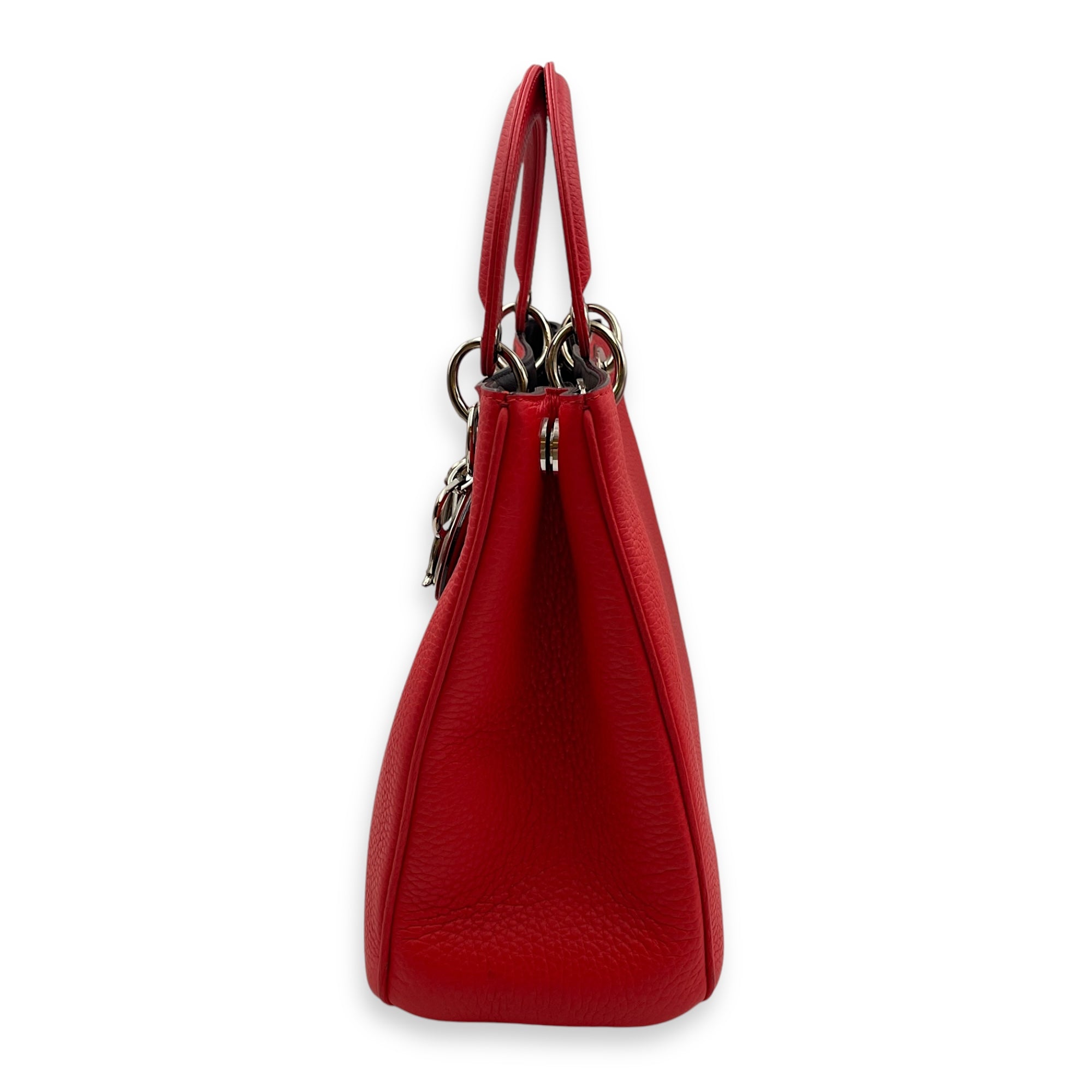 Diorissimo Medium Red Shoulder Bag in Calfskin, Silver hardware