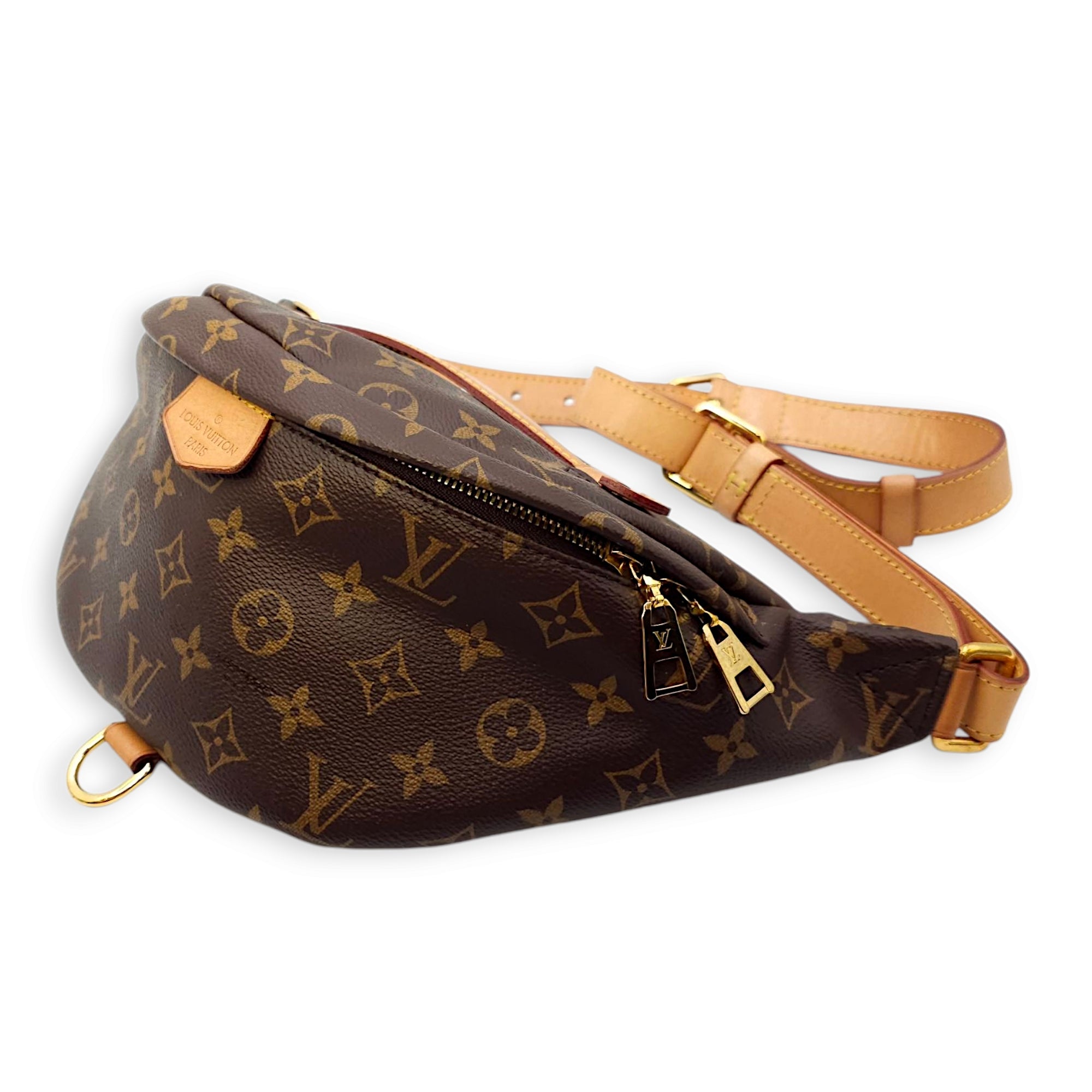 BumBag Brown Monogram Belt Bag in Coated Canvas, Gold hardware