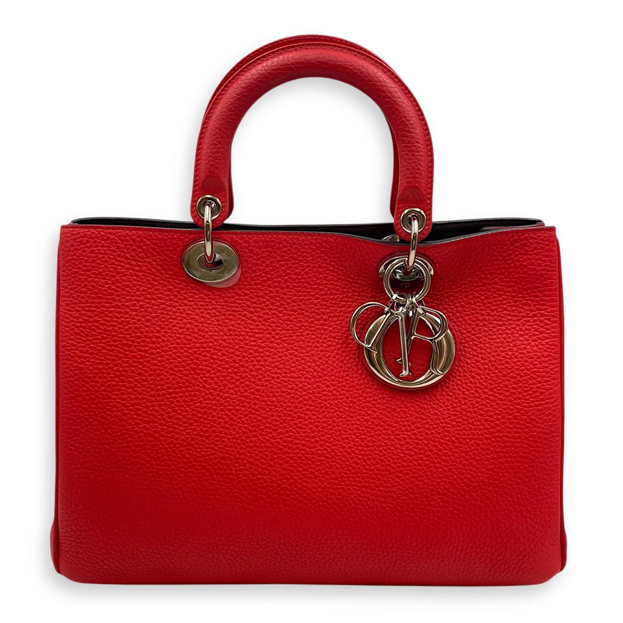 Diorissimo Medium Red Shoulder Bag in Calfskin, Silver hardware