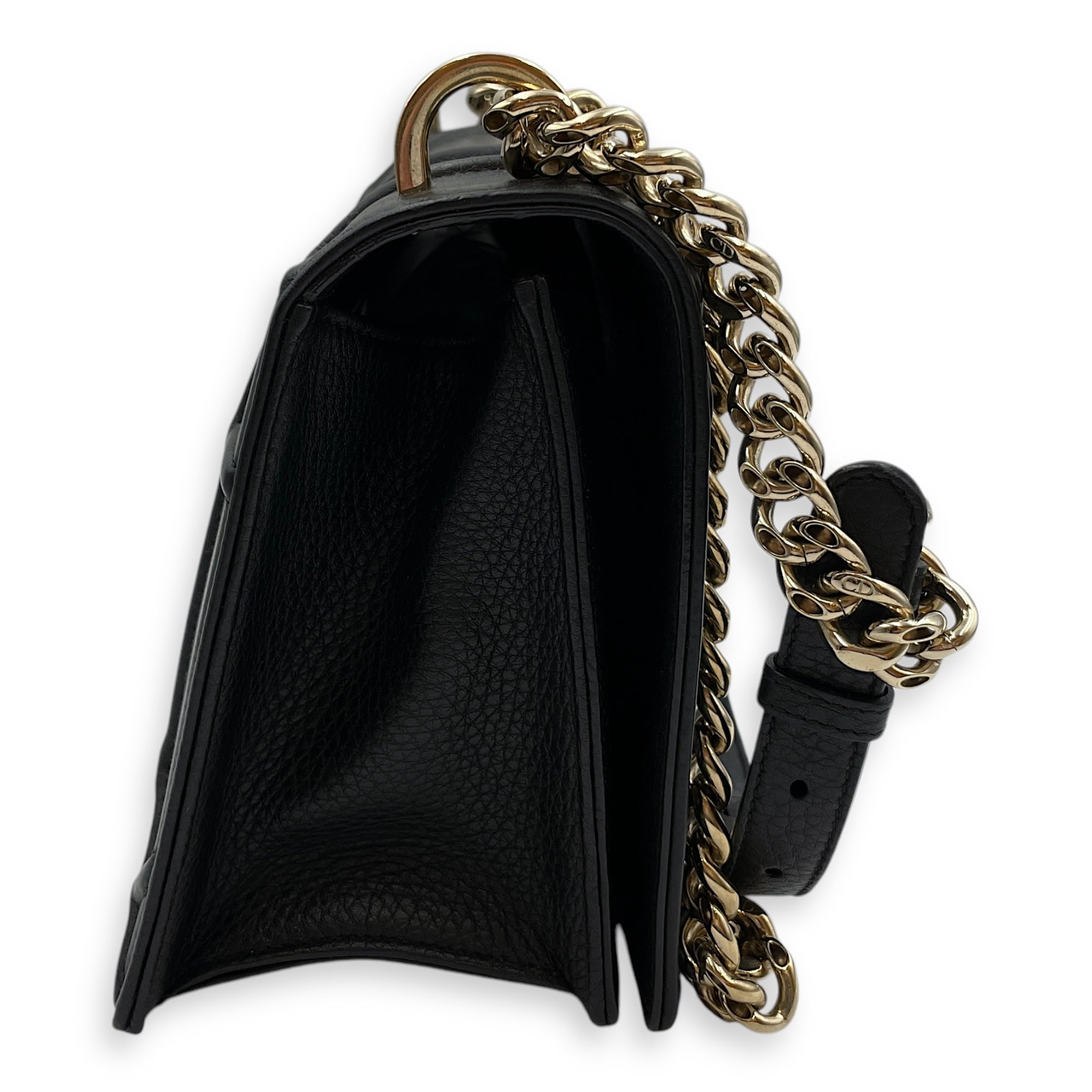 Diorama Medium Black Shoulder Bag in Calfskin, Gold hardware
