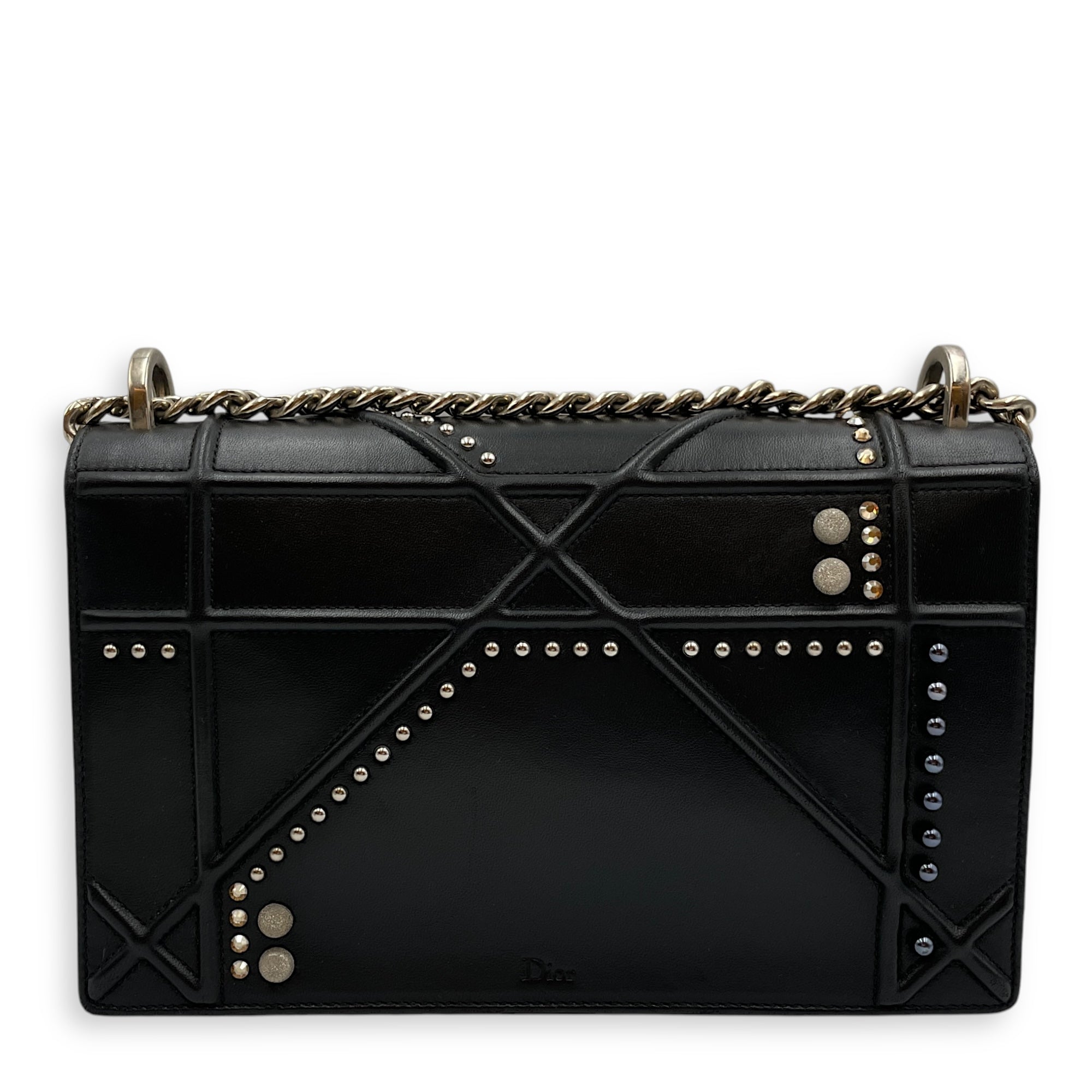 Diorama Medium Black Shoulder Bag in Lambskin, Palladium hardware