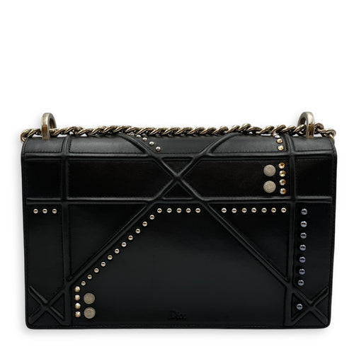 Diorama Medium Black Shoulder Bag in Lambskin, Palladium hardware