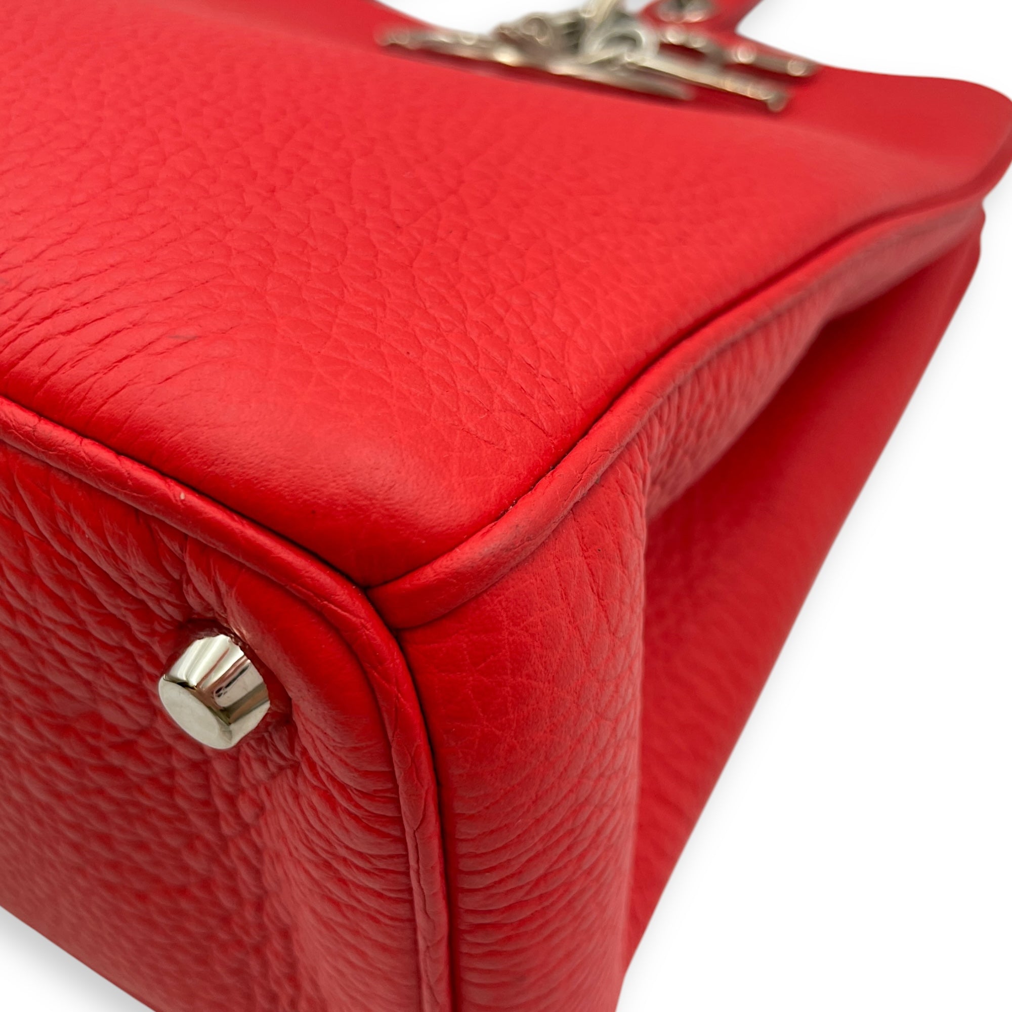 Diorissimo Medium Red Shoulder Bag in Calfskin, Silver hardware