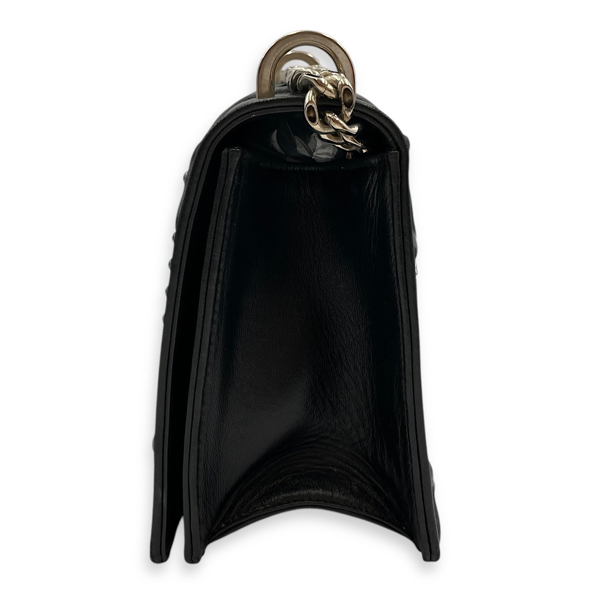 Diorama Medium Black Shoulder Bag in Lambskin, Palladium hardware