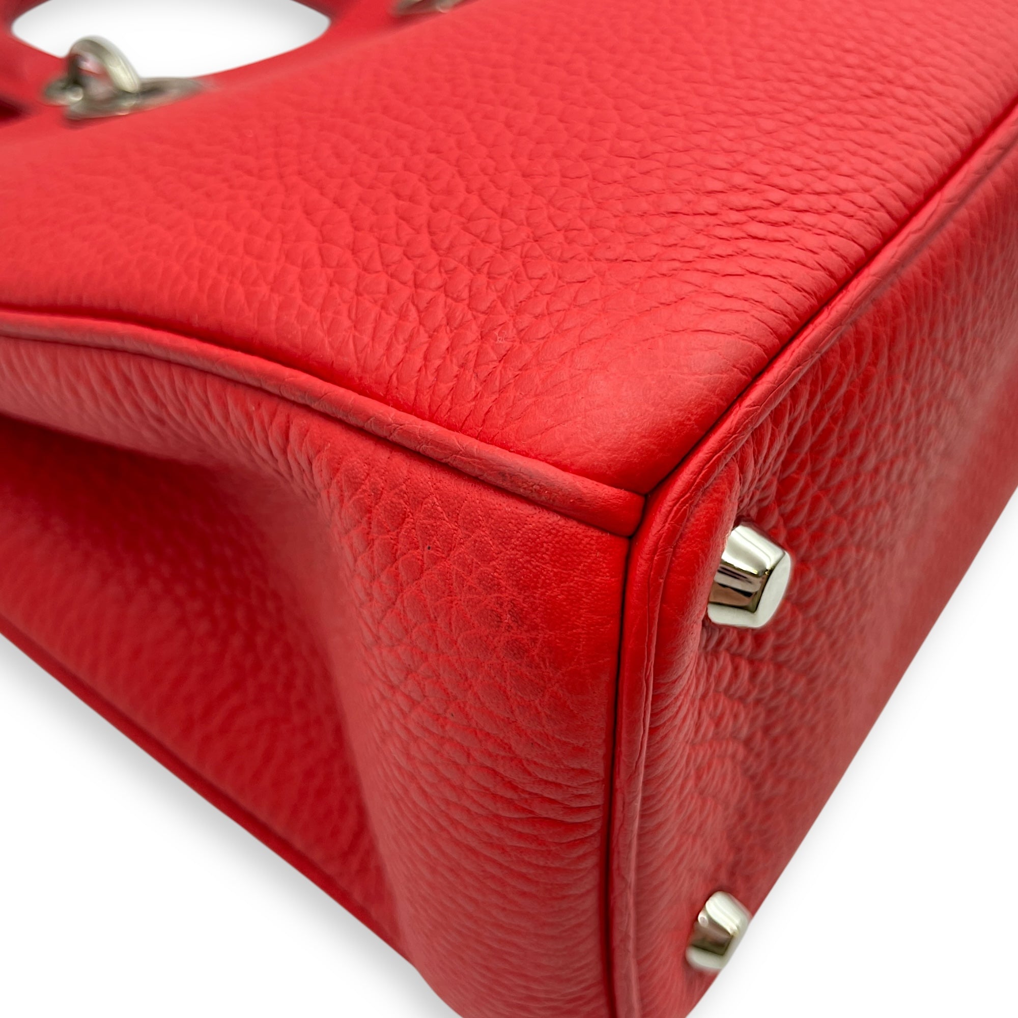 Diorissimo Medium Red Shoulder Bag in Calfskin, Silver hardware