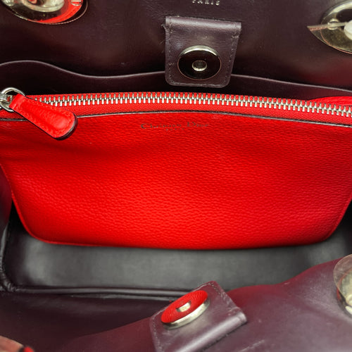 Diorissimo Medium Red Shoulder Bag in Calfskin, Silver hardware
