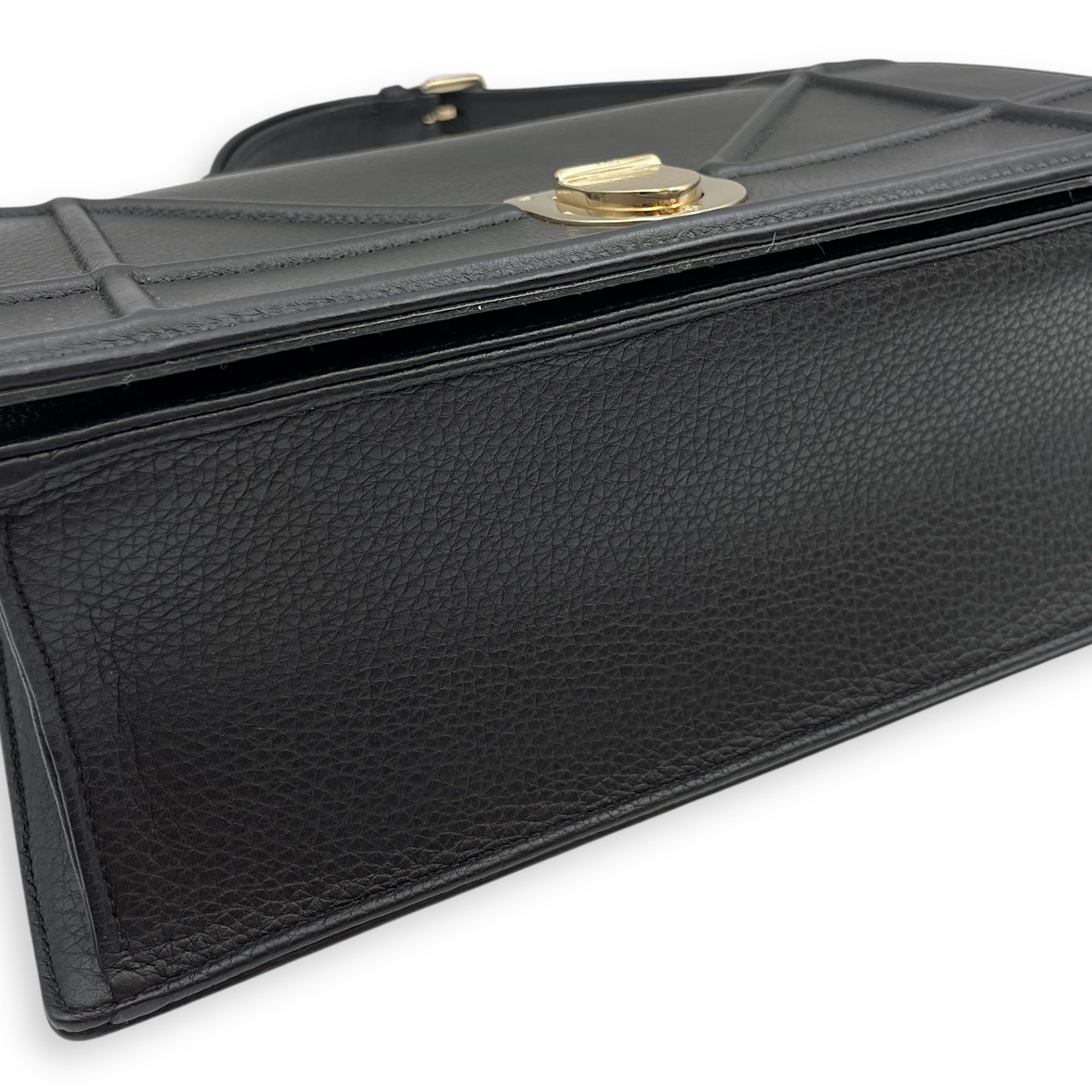 Diorama Medium Black Shoulder Bag in Calfskin, Gold hardware