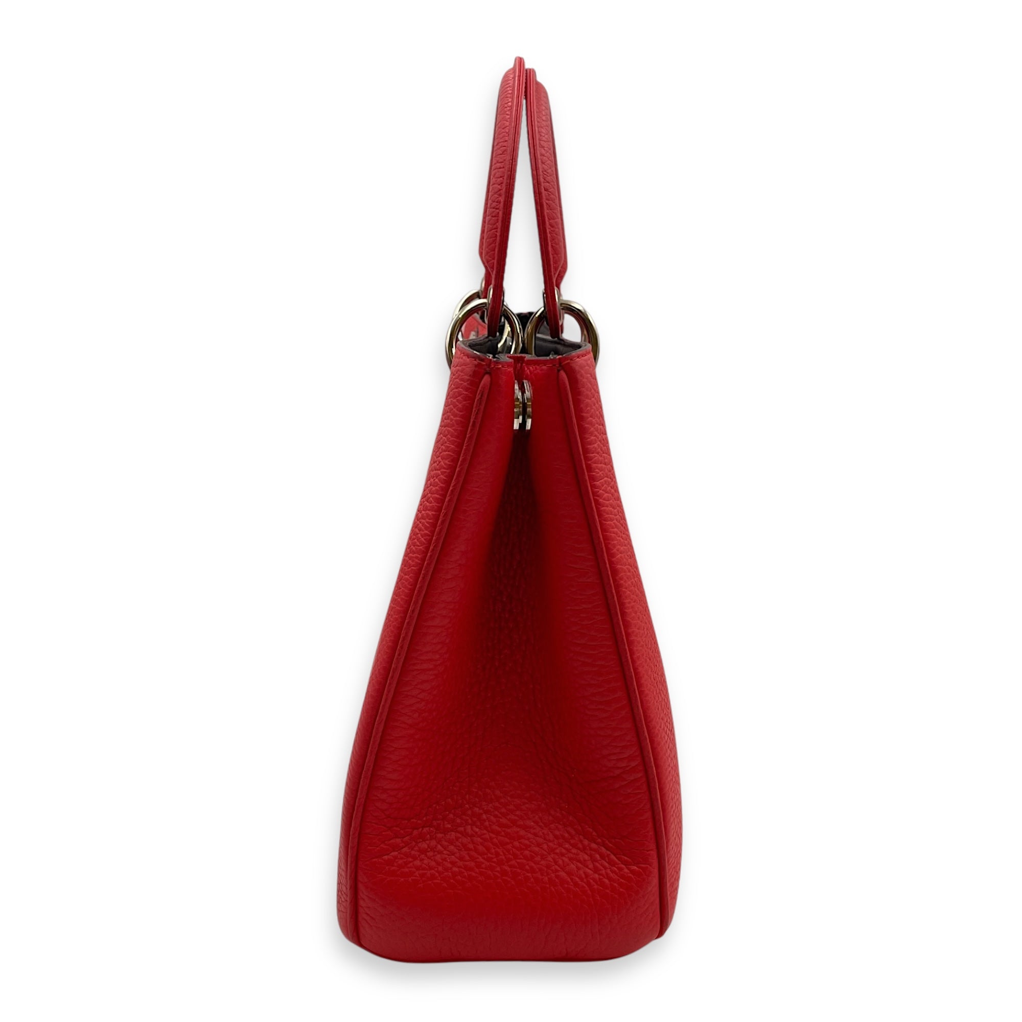 Diorissimo Medium Red Shoulder Bag in Calfskin, Silver hardware