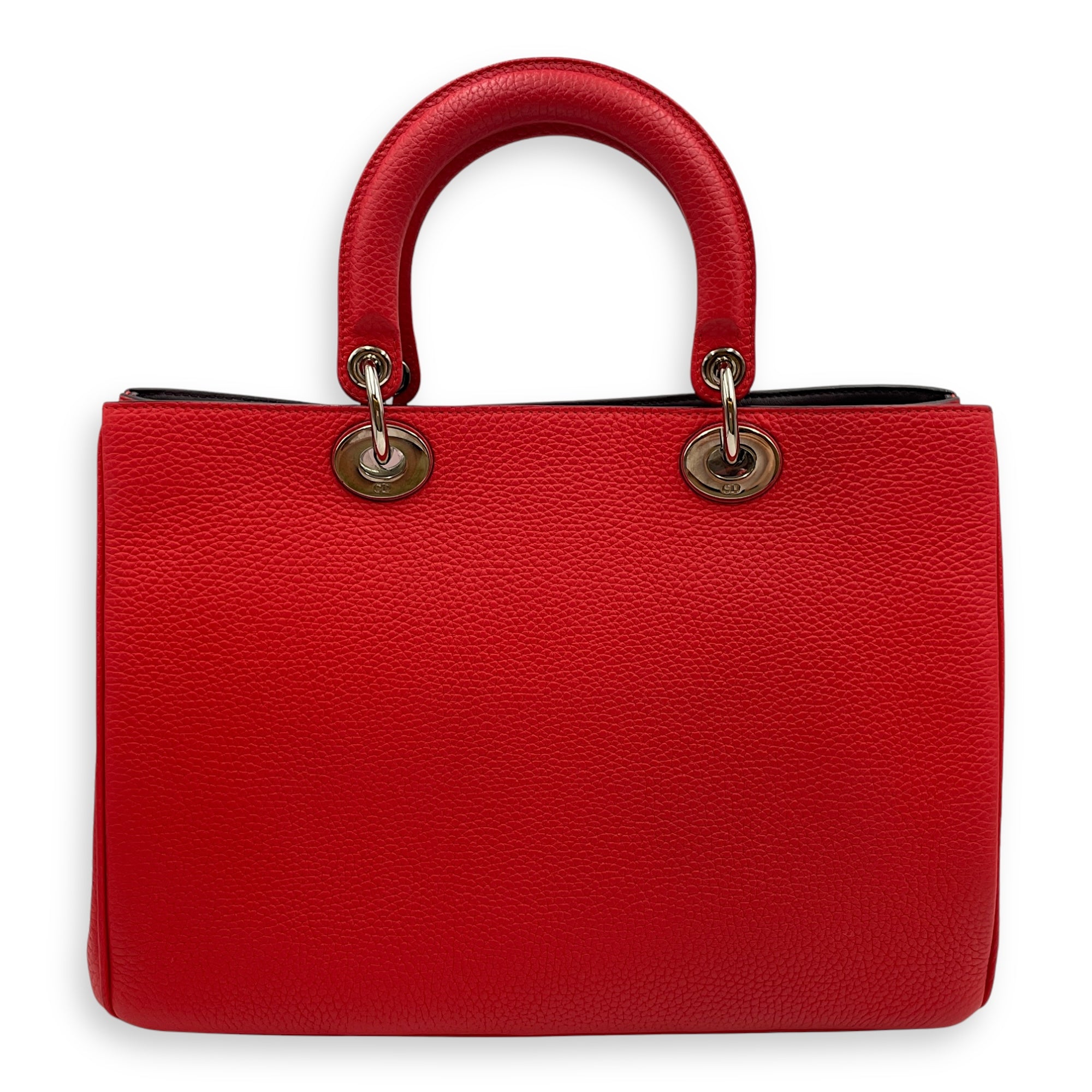 Diorissimo Medium Red Shoulder Bag in Calfskin, Silver hardware
