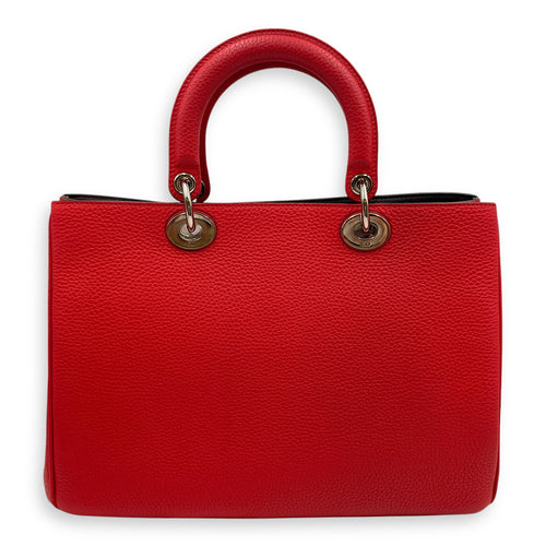Diorissimo Medium Red Shoulder Bag in Calfskin, Silver hardware