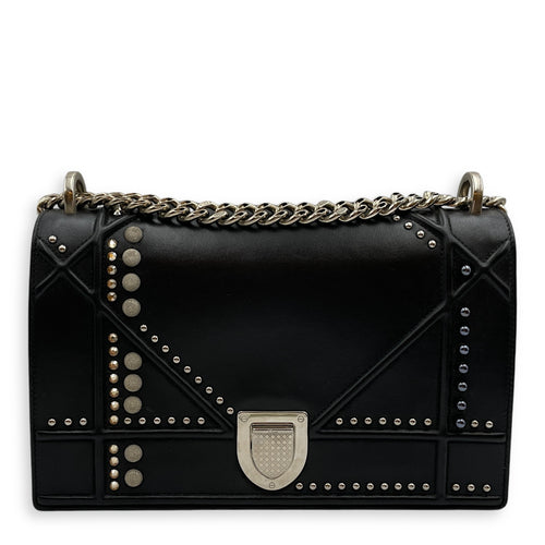 Diorama Medium Black Shoulder Bag in Lambskin, Palladium hardware