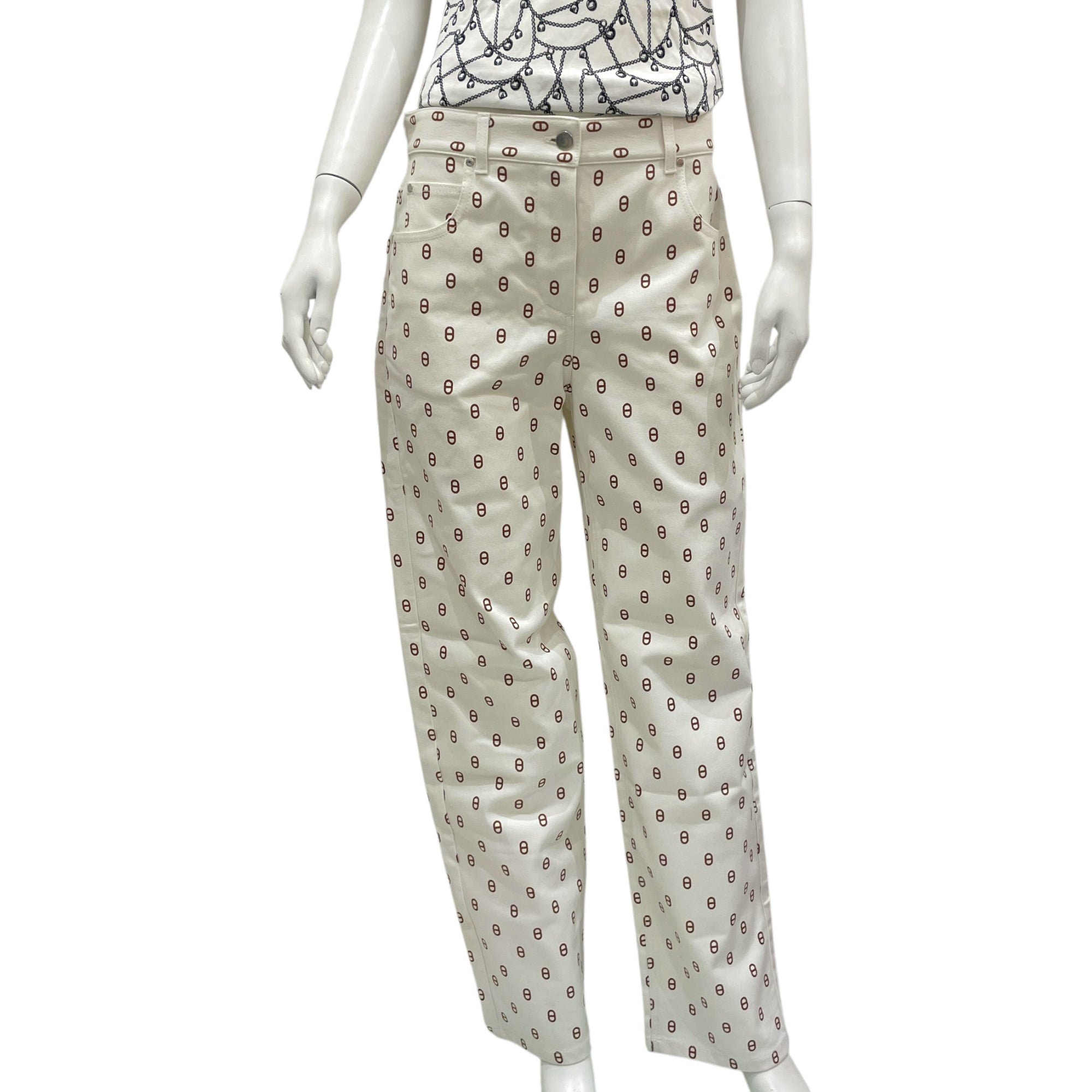 Chaine d'ancre 38 Marron Fauve Pleated Pants