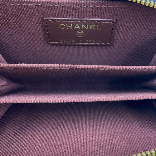 CC Black Card Holder in Caviar Leather, Gold hardware