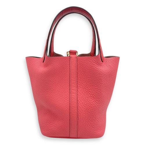 Picotin Touch 18 Rose in Clemence/Matte Alligator, Gold hardware