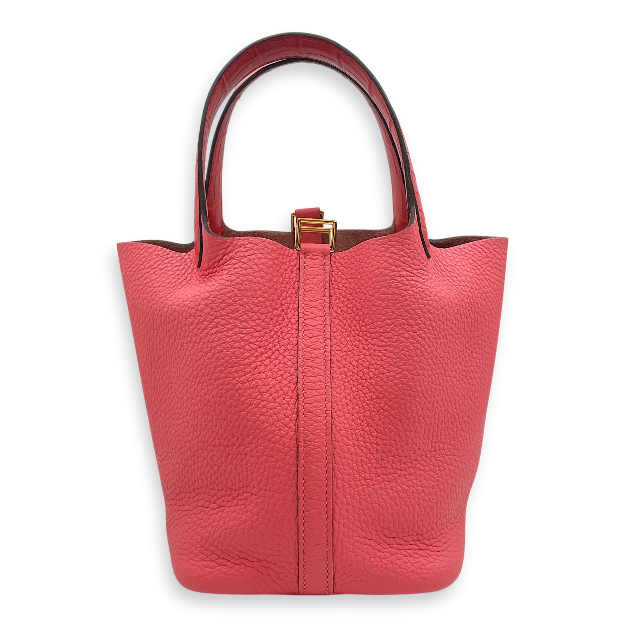Picotin Touch 18 Rose in Clemence/Matte Alligator, Gold hardware