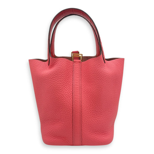 Picotin Touch 18 Rose in Clemence/Matte Alligator, Gold hardware