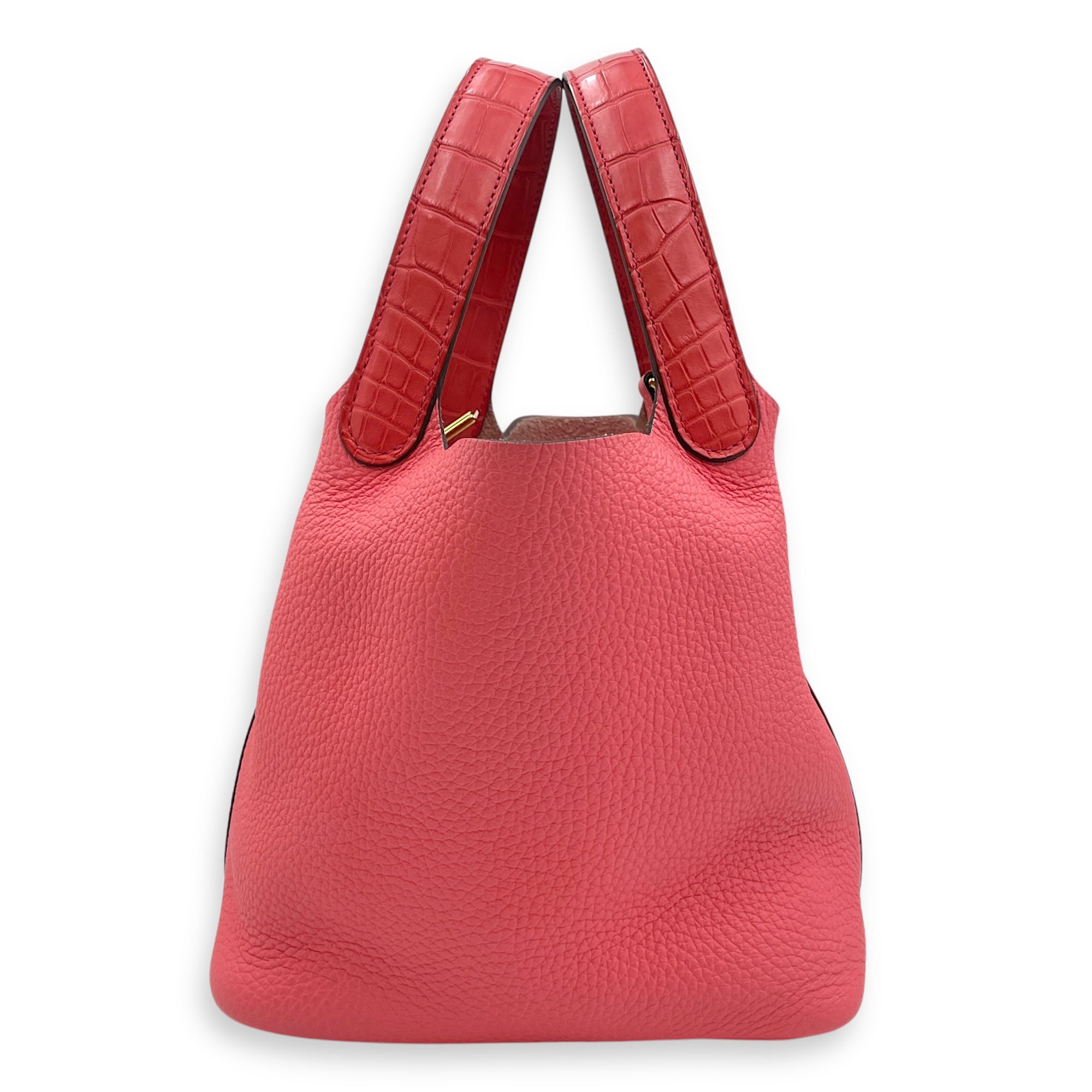 Picotin Touch 18 Rose in Clemence/Matte Alligator, Gold hardware
