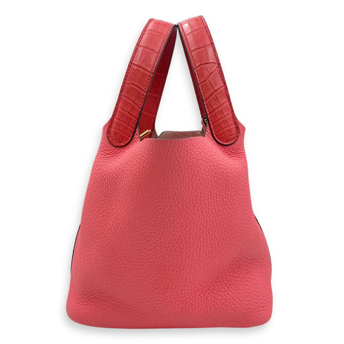 Picotin Touch 18 Rose in Clemence/Matte Alligator, Gold hardware