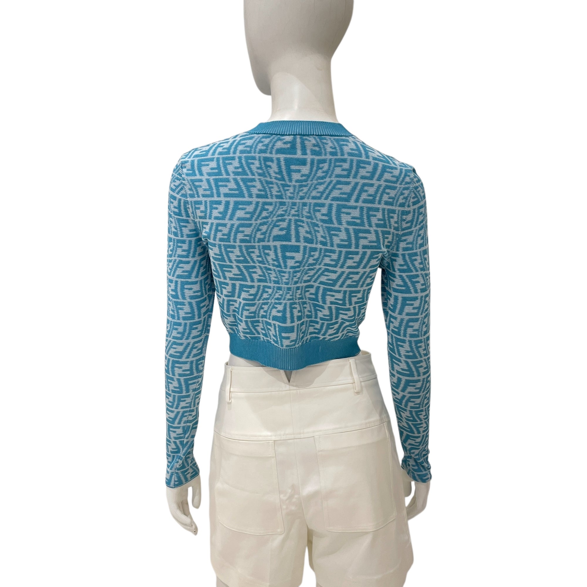Knit FF Vertigo Cropped 38 Blue Cardigan in Viscose,polyester