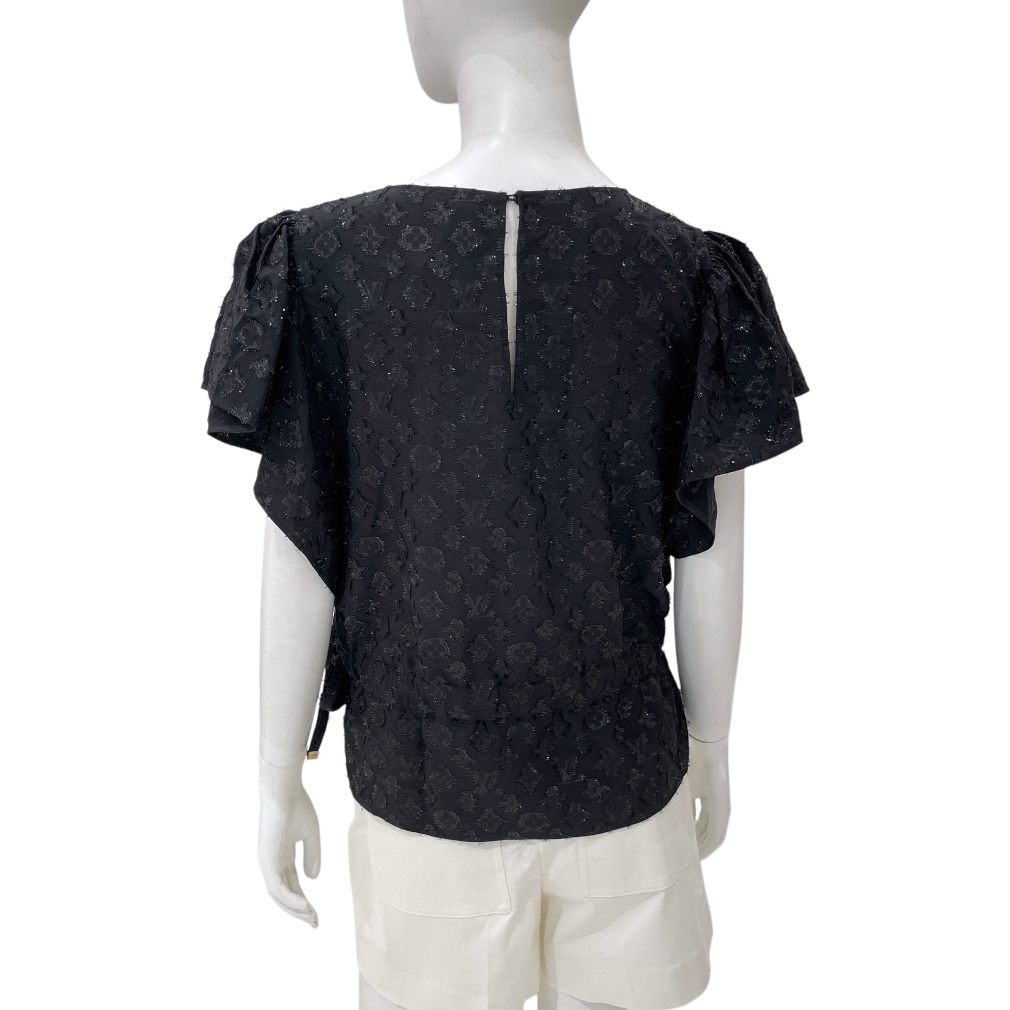 Monogram Fil Coupe 34 Black Blouse in Silk, metallised polyester, Gold hardware