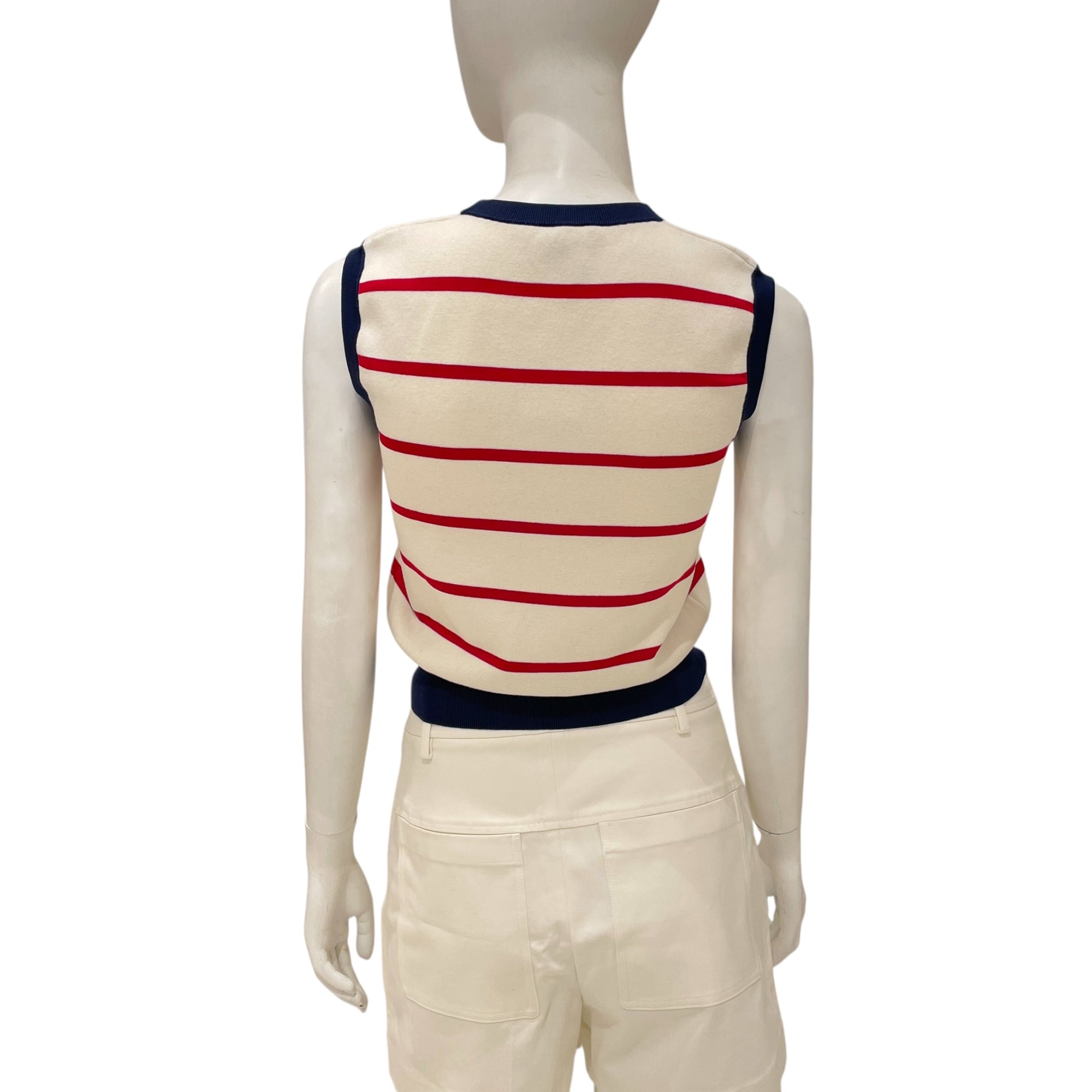 Stripe Knitted XS Blue, Red, Beige Vest in Wool, cotton, polyamide,silk, elastane