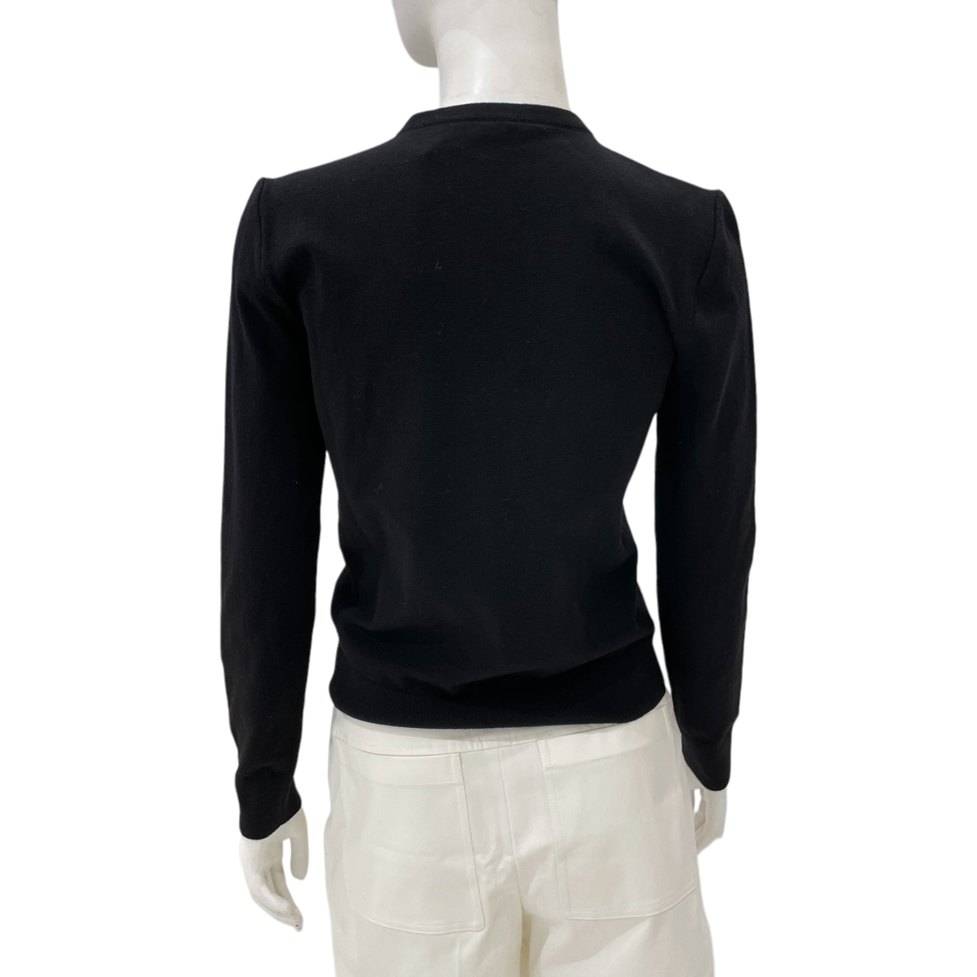 Logo Patch XS Black Cardigan in Wool, polyester