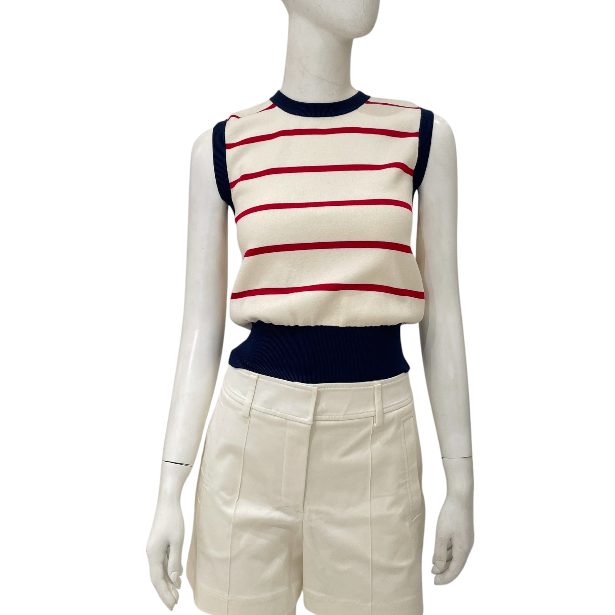 Stripe Knitted XS Blue, Red, Beige Vest in Wool, cotton, polyamide,silk, elastane