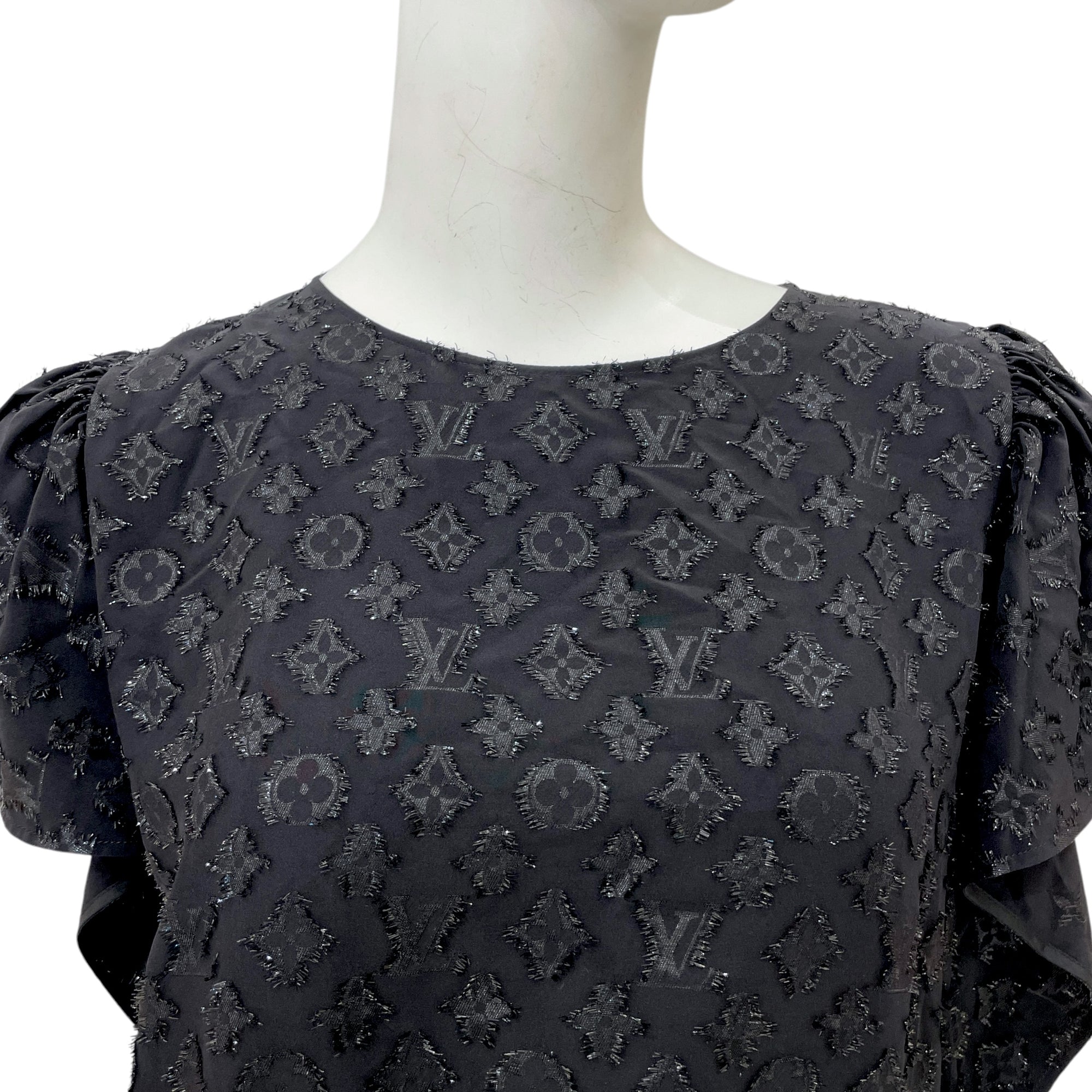 Monogram Fil Coupe 34 Black Blouse in Silk, metallised polyester, Gold hardware
