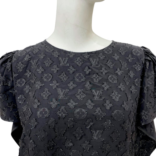 Monogram Fil Coupe 34 Black Blouse in Silk, metallised polyester, Gold hardware