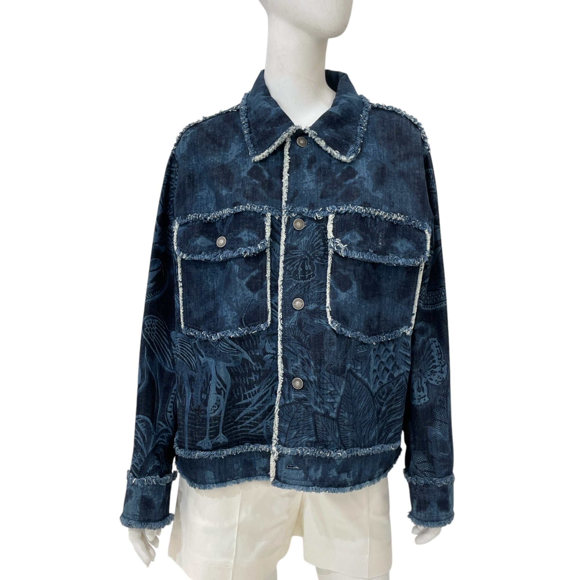 Denim palm print 36 Blue Jacket in Denim, Ruthenium hardware