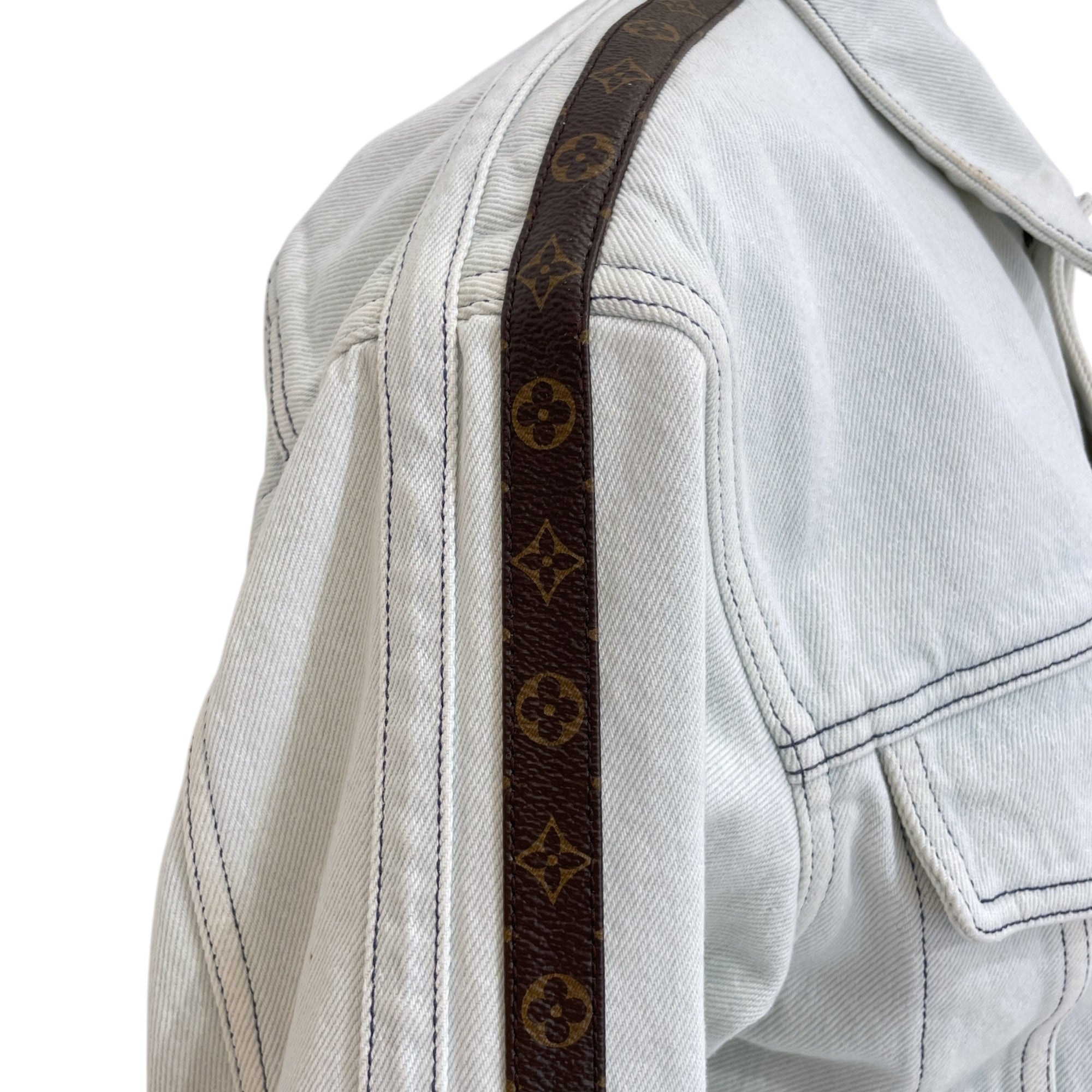 Denim monogram leather sides 34 Blue Jacket in Denim, Ruthenium hardware