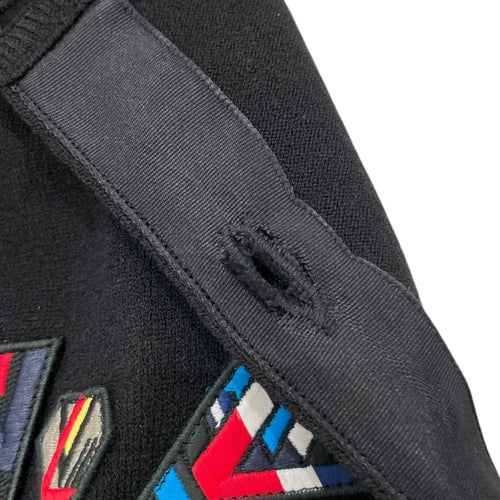 Logo Patch XS Black Cardigan in Wool, polyester