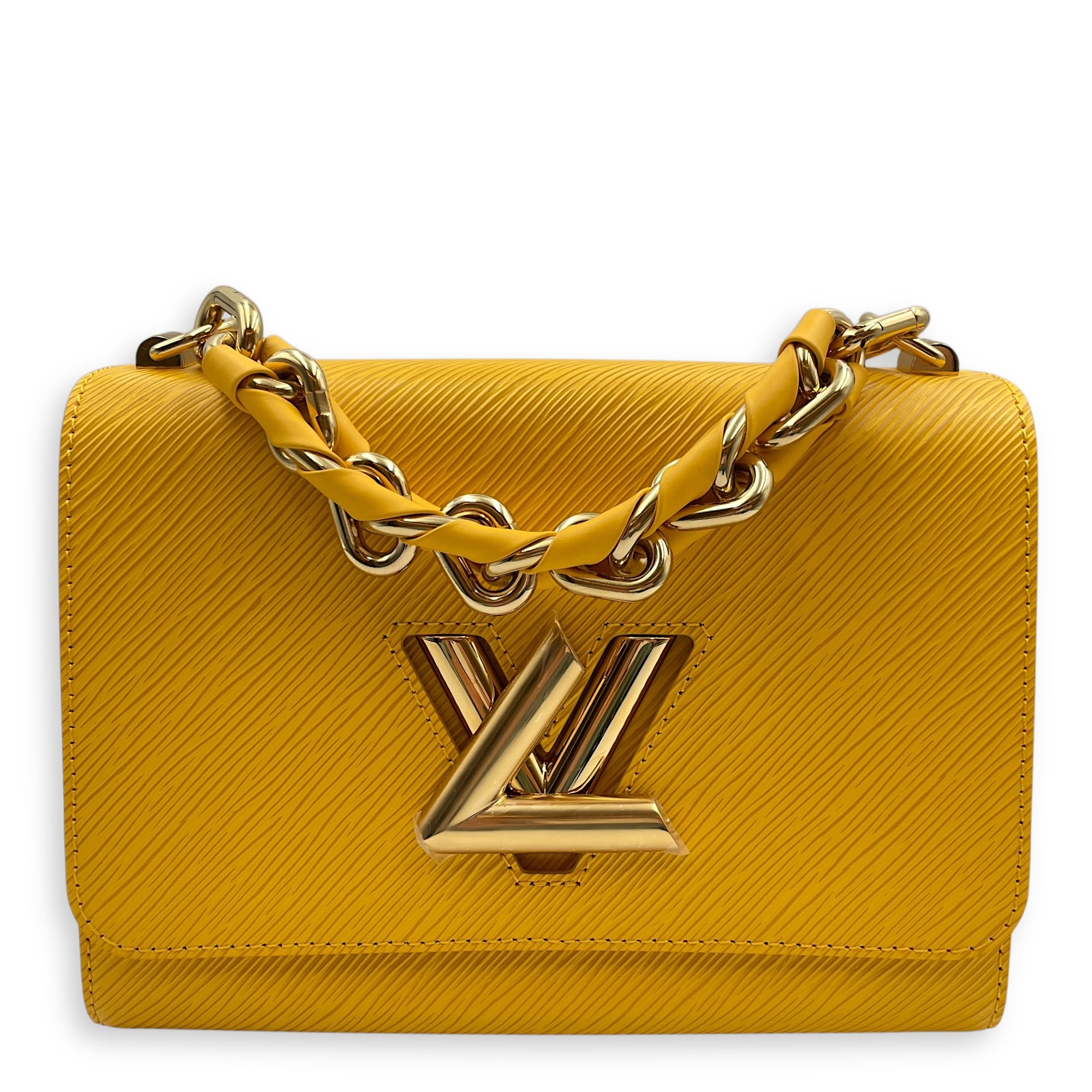 Twist MM Yellow Shoulder Bag in Epi Leather, Gold hardware