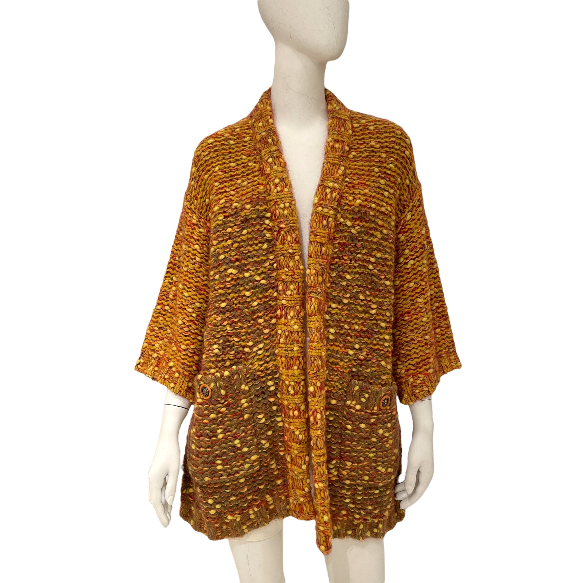 2015 Resort Maxi 34 Yellow, Orange Vest in Wool, nylon, mohair, alpaca, Antique gold hardware