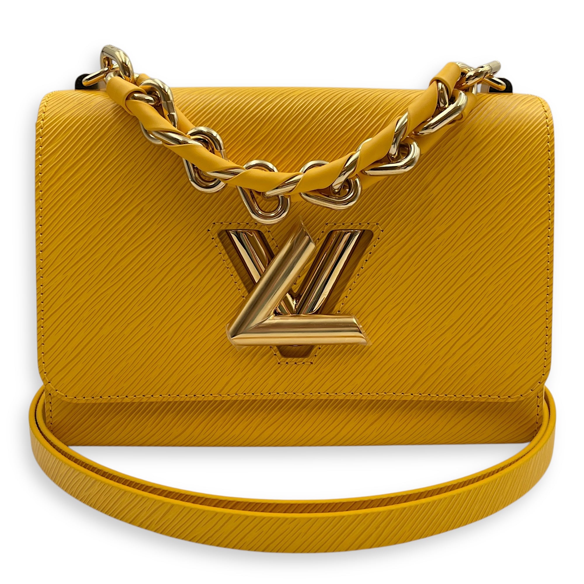 Twist MM Yellow Shoulder Bag in Epi Leather, Gold hardware