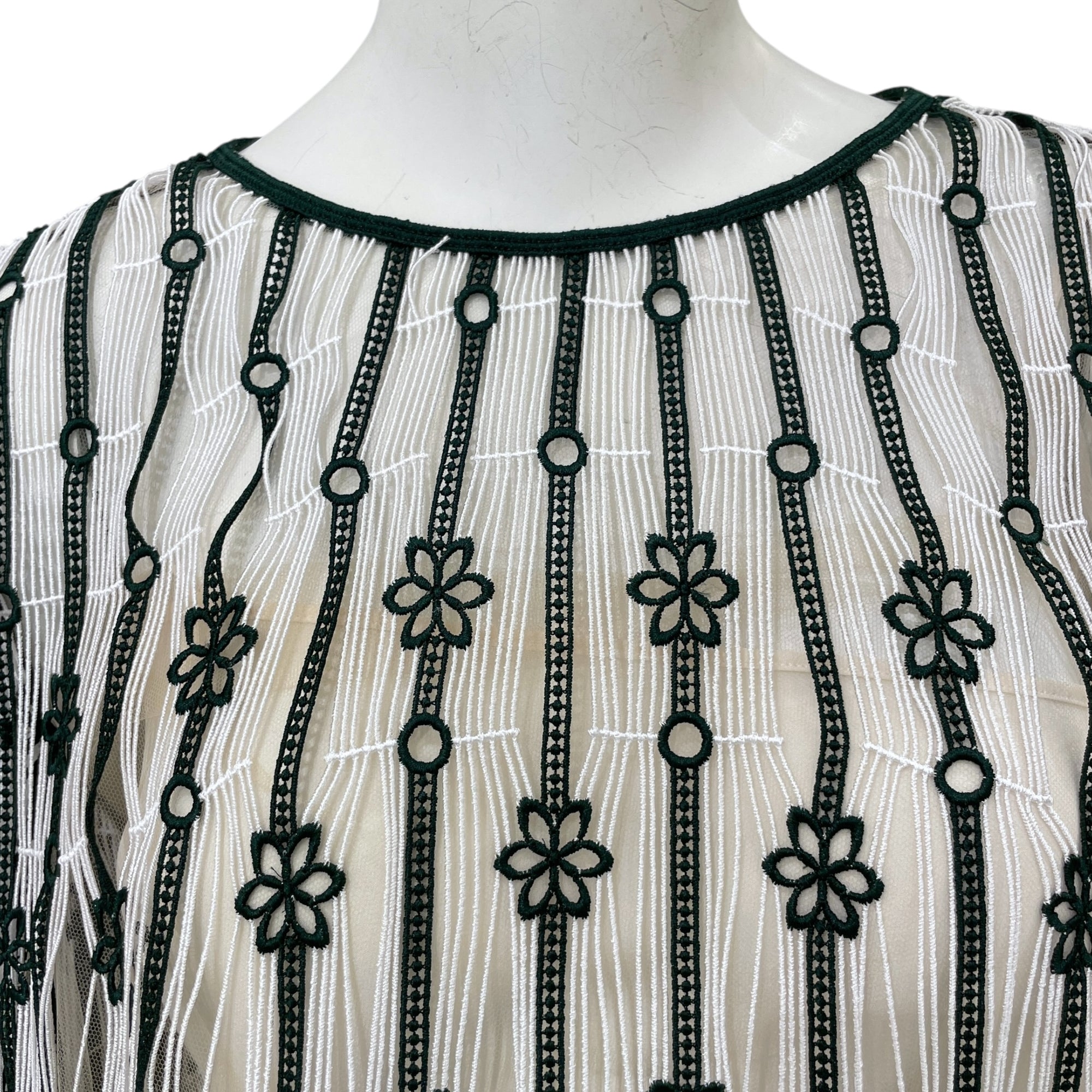 Striped Floral Lace Fringe 36 Multi-colour Blouse in Polyamide,polyester