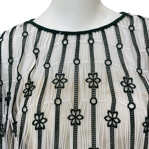 Striped Floral Lace Fringe 36 Multi-colour Blouse in Polyamide,polyester