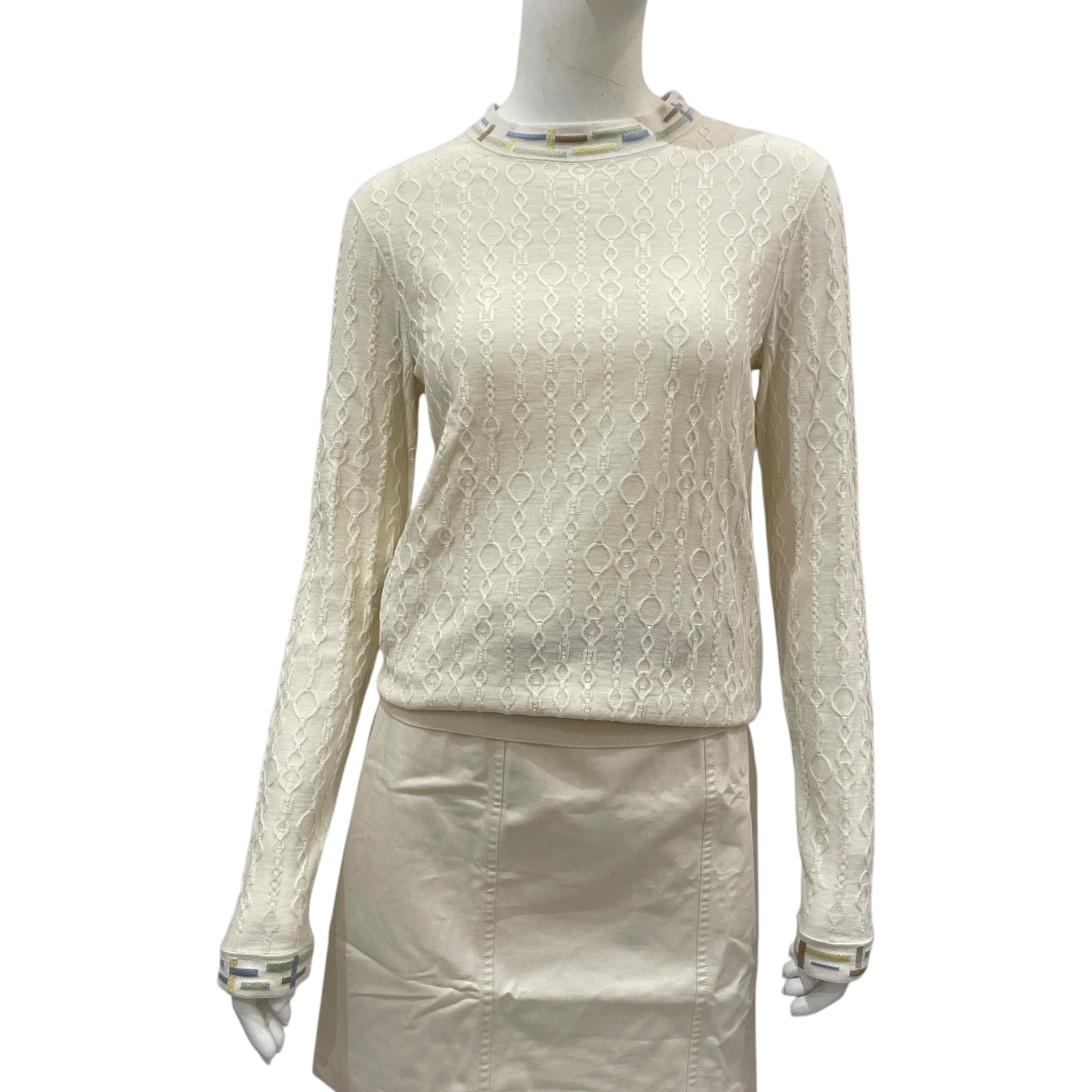 Do Re Boucles 38 Blanc Long Sleeve Sweater