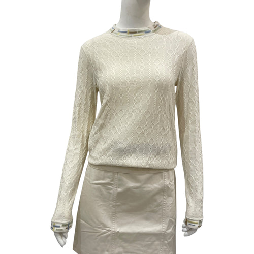 Do Re Boucles 38 Blanc Long Sleeve Sweater