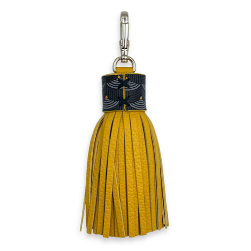 Tassel Yellow Charm in Calfskin, Silver hardware