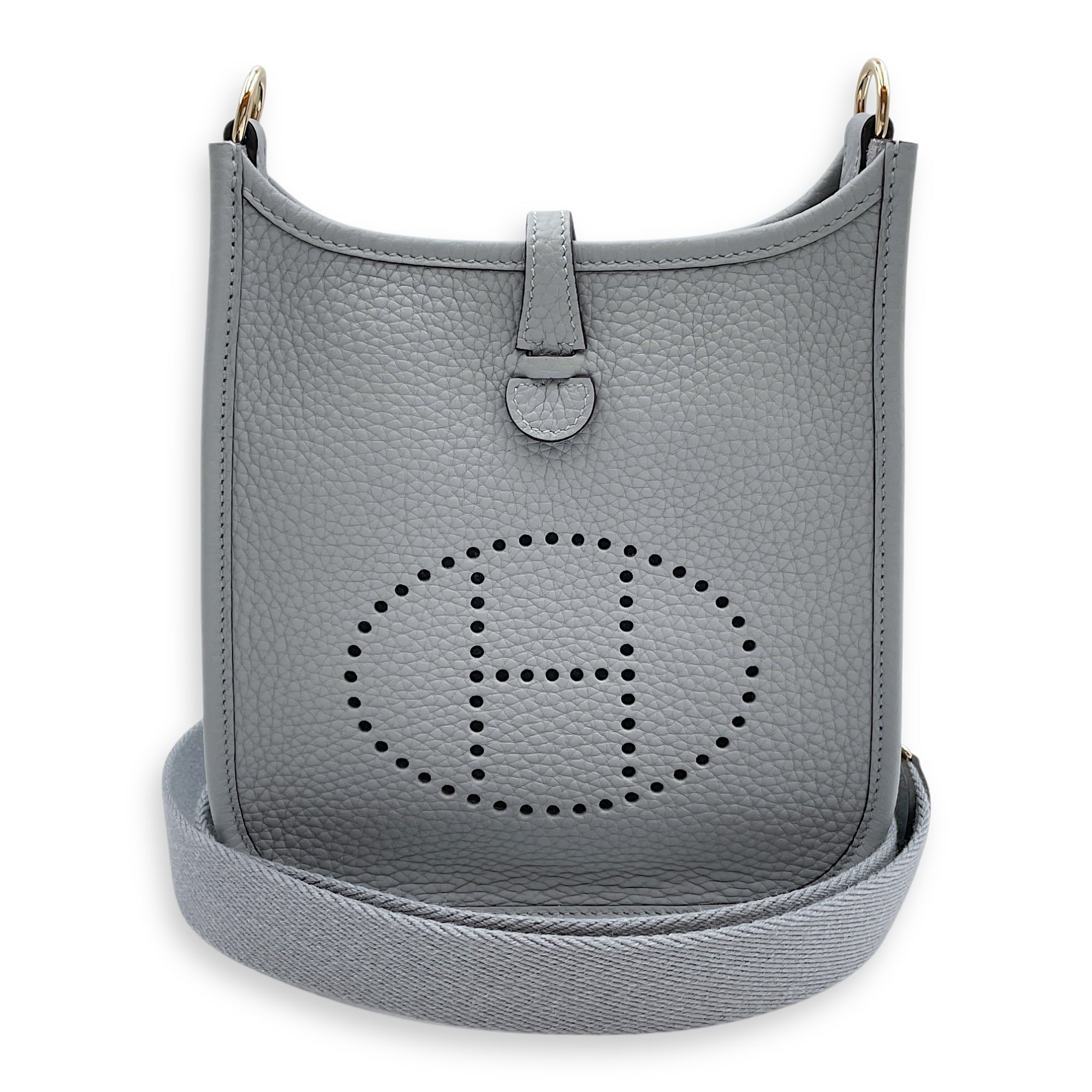 Evelyne (Short Strap) Mini Gris Pantin in Clemence, Permabrass hardware