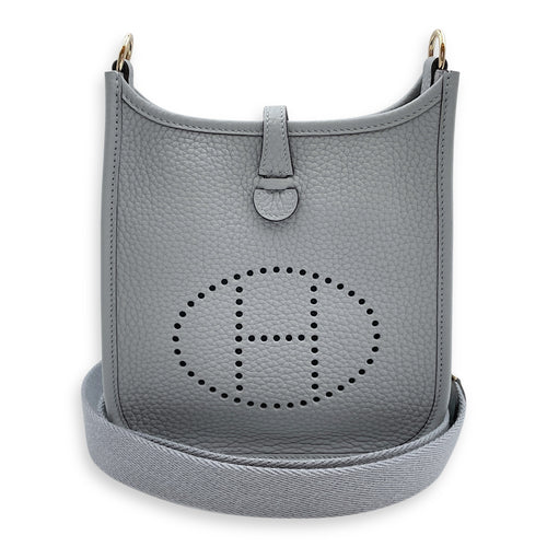 Evelyne (Short Strap) Mini Gris Pantin in Clemence, Permabrass hardware