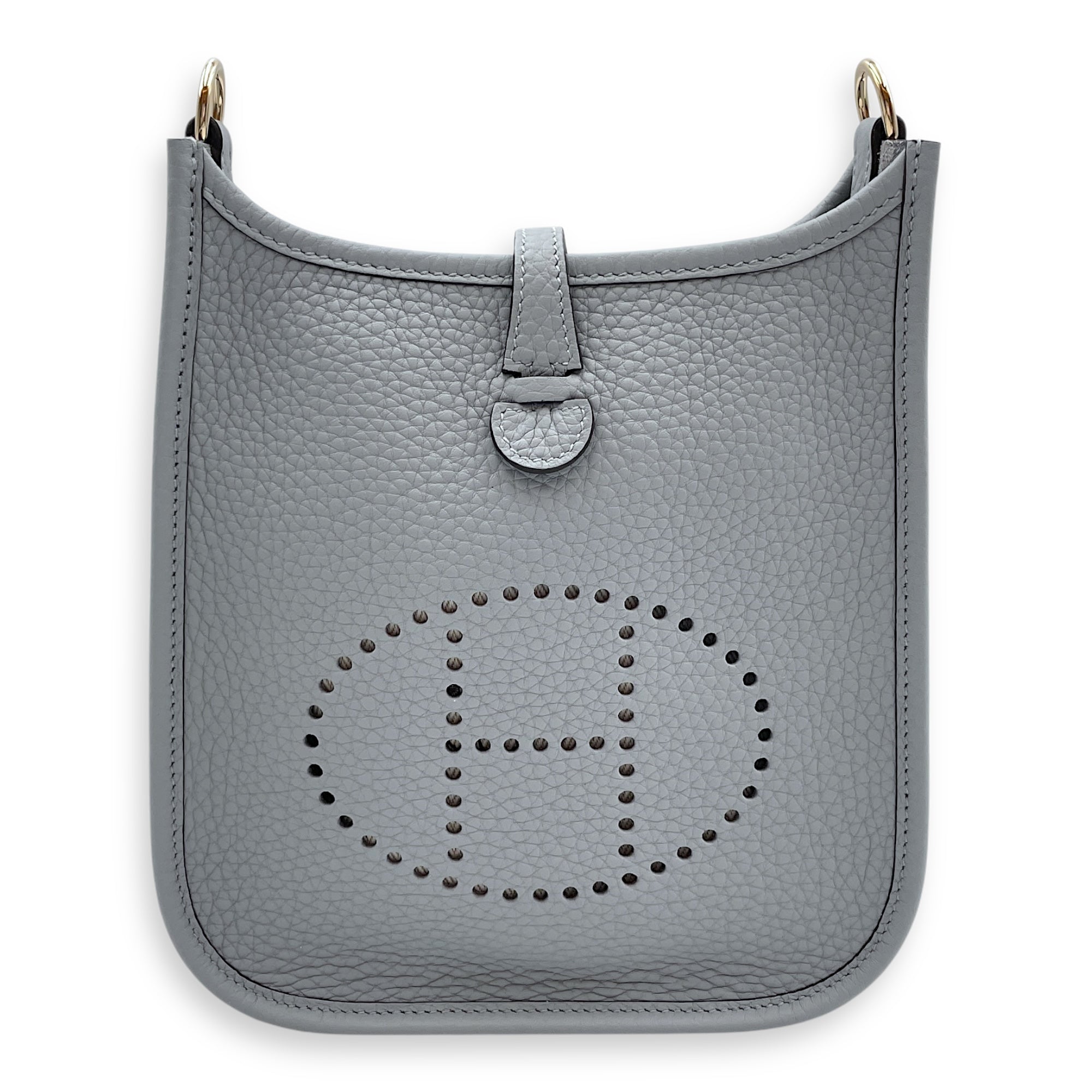 Evelyne (Short Strap) Mini Gris Pantin in Clemence, Permabrass hardware