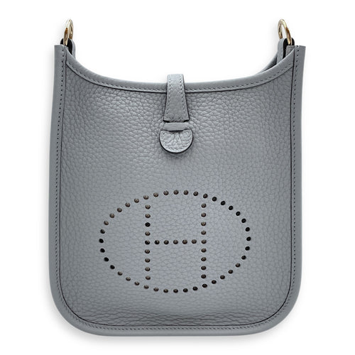 Evelyne (Short Strap) Mini Gris Pantin in Clemence, Permabrass hardware