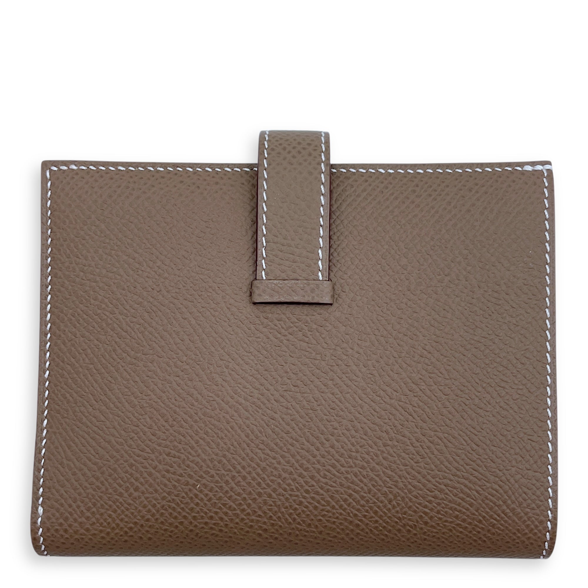 Bearn Compact Etoupe Wallet in Epsom, Palladium hardware